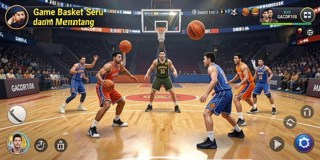Screenshot GACOR108 menampilkan aksi lapangan basket yang mendebarkan.