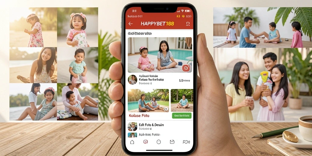 Tampilan menarik aplikasi HAPPYBET188 untuk membuat kolase foto.