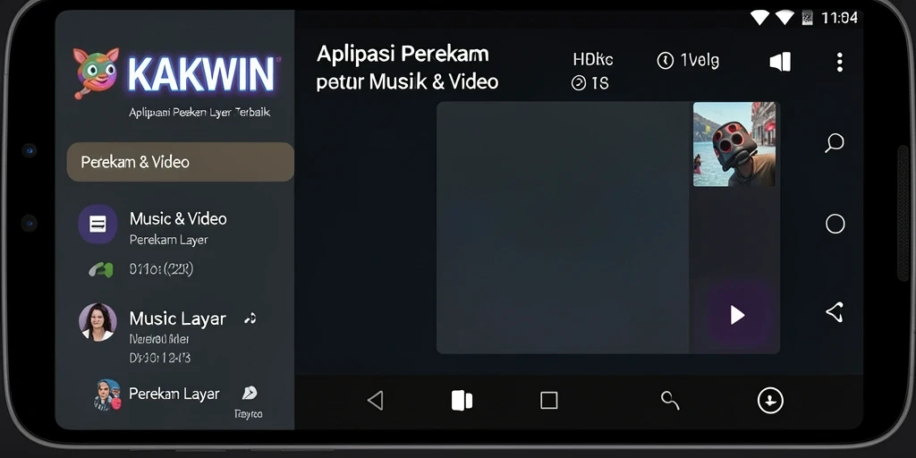 Tampilan antarmuka KAKWIN saat merekam layar dengan fitur lengkap.