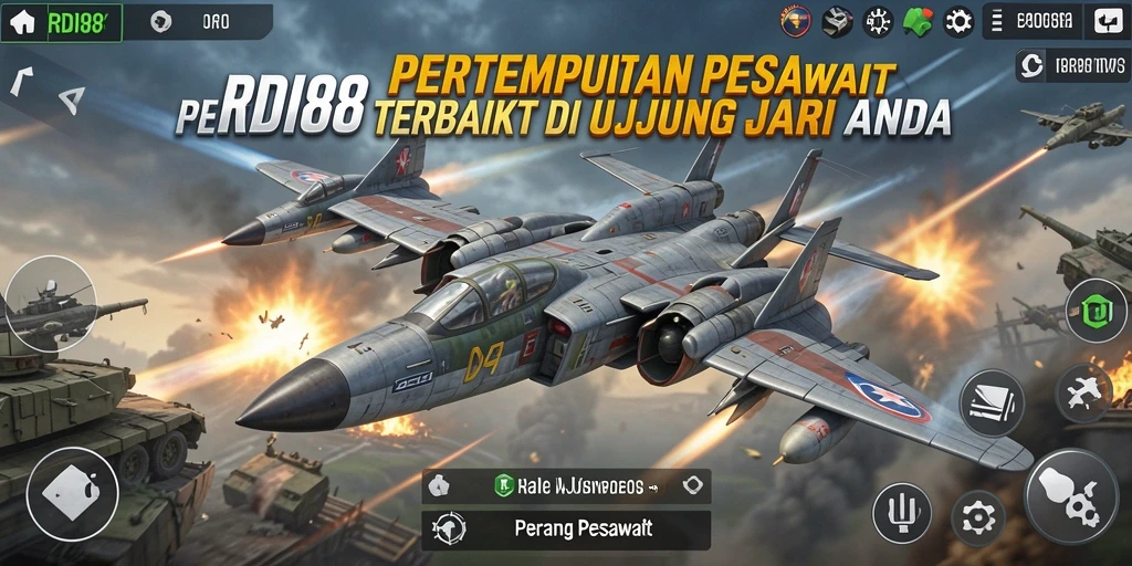 Screenshot RDI88 menampilkan aksi pertempuran pesawat yang mendebarkan.